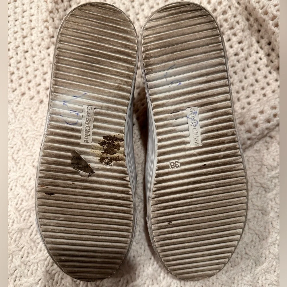 SEE BY CHLOE SIZE 38 USA 7/5 Brown Suede Slip-On Sneakers with Floral Design